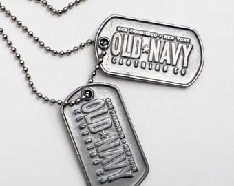 Old Navy Dog Tags Necklace Set of 2 Vintage 1990s