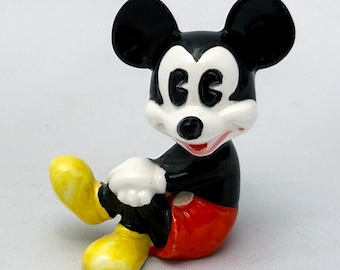 Mickey Mouse Sitting Figurine Ceramic Porcelain Vintage Walt Disney World