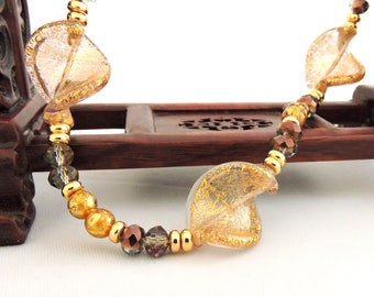 Murano Glass Necklace Ca’d’Oro Twist Gold Foil Light Amethyst Artisan Crafted