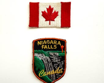 Patches de lembrança das Cataratas do Niágara, Canadá, vintage, bordados, década de 1960