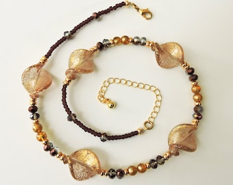 Murano Glass Necklace Ca’d’Oro Twist Gold Foil Light Amethyst Artisan Crafted