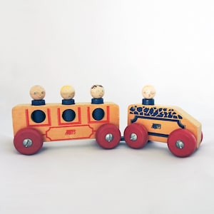 Artoys Wooden Train Set with People Vintage Mid-Century