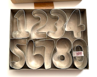 Vintage Numeral Cookie Cutters Numbers Zero to Nine