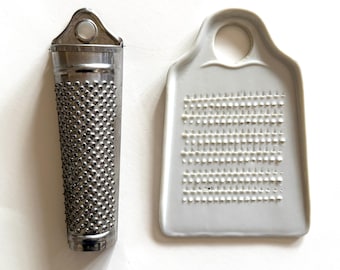 Vintage Nutmeg Grater Metal Citrus Grater Stoneware Ceramic