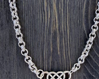 Celtic Knot Pendant Necklace Silver Minimalist
