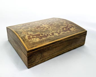 Sorrento Italy Inlaid Marquetry Jewelry Trinket Box Vintage