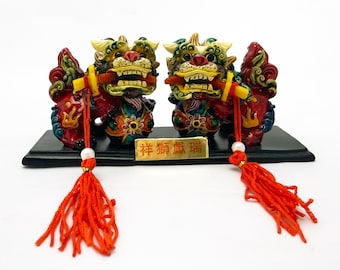 Chinese Guardian Lion Figurines Foo Dogs Prosperity Good Luck Taiwan