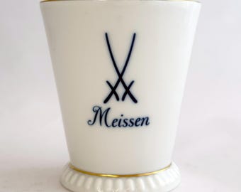 Meissen Crossed Swords Porcelain Aquatinta Mug Cup Tumbler Germany Vintage