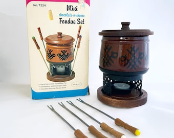 Mini Fondue Set Gailstyn Gail Craft Chocolate N Cheese No. 7224 Vintage Mid Century