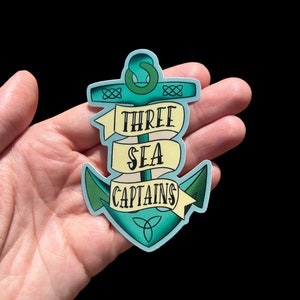Three Sea Captains Traditional Irish Set Dance Sticker // Classic American Tattoo Style Sticker