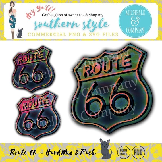 Route 66 Sign Route 66 Printable Road Sign png Road Sign | Etsy