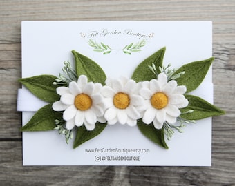 Wool Felt Daisy Crown, Felt Daisy Headband, Daisy Headband, Daisy Crown, Felt headband, baby headband, floral headband