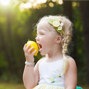 Bandeau de fruit de citron de feutre, bandeau de feutre, bandeau de tranche de citron, bandeau de fleur, bandeau de bébé, bandeau de citron image 6