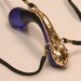 Women's Gold G-String Clitoral Jewelry With Blue Acrylic Stimulator