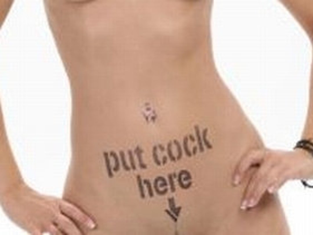 Put Cock Here Naughty Temporary Tattoo in Black picture pic