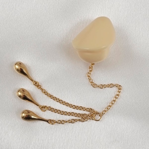 Insertable Ivory Penis Head Jewel with Gold Pendants
