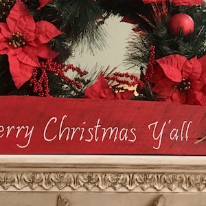 Hand Painted Reclaimed Wood Christmas Sign: Merry Christmas Y&#39;all
