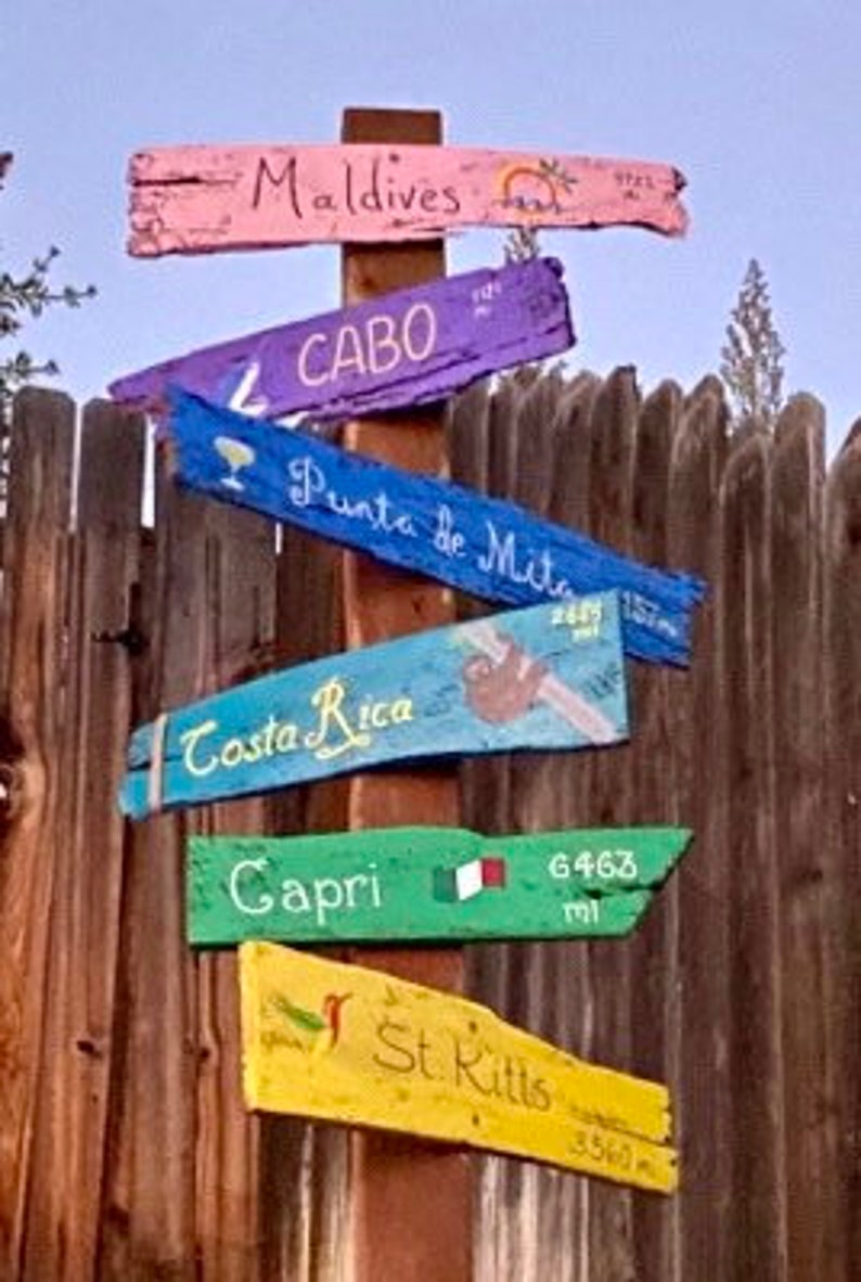 Custom Hand-painted Destination Wood Signs for Pool, Patio, Bar, Game ...