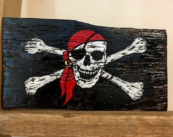 Letrero pirata de madera pintado a mano personalizado
