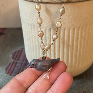 handmade ceramic bird necklace