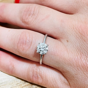 1.70 Carat Solitaire Engagement Ring Hidden Halo 4 Prongs Diamond Ring Lab Diamonds 14 Karat Gold image 5