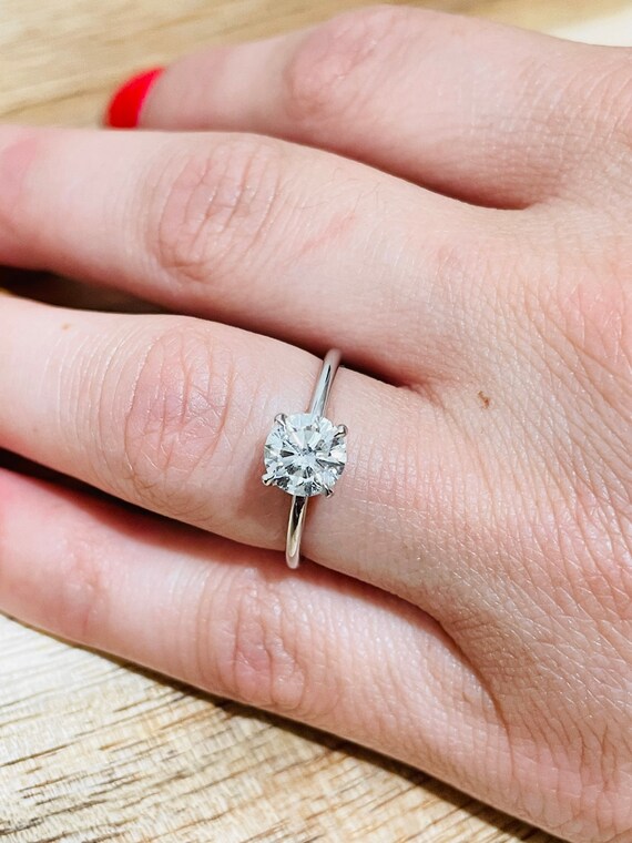 1.70 Carat Solitaire Engagement Ring Hidden Halo 4 Prongs Diamond