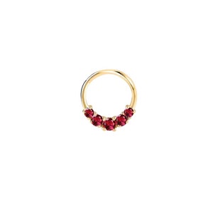 14K Solid Gold Ruby Hinged Hoop Ring Nose, Septum, Daith & Cartilage Piercing