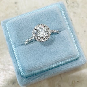 1.50 Carat Engagement Ring Halo Micro Pave Round Brilliant Natural Diamonds