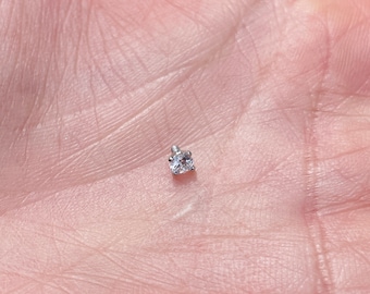 Dermal Top with 4mm Natural Diamond Labret Stud With 14K Solid Yellow Gold