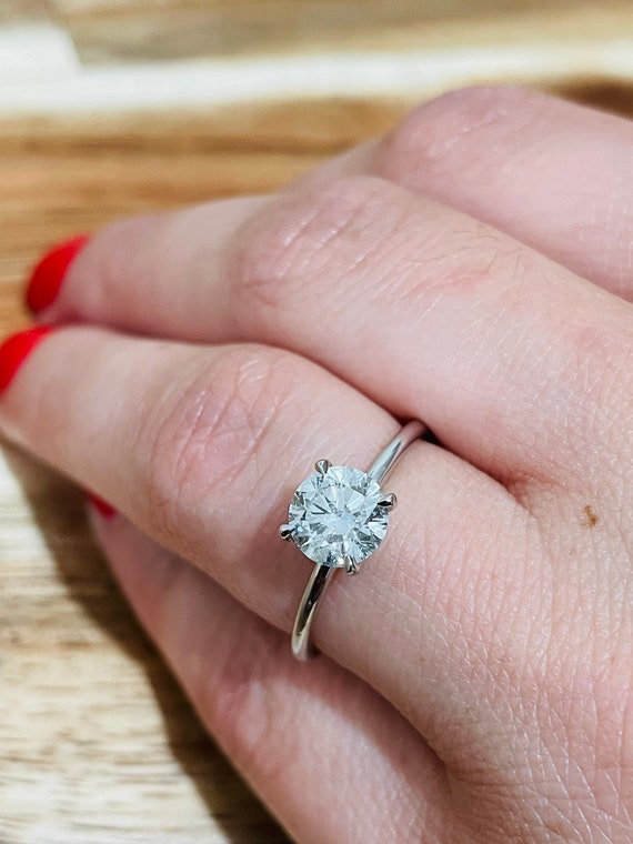 1.85 Carat Solitaire Engagement Ring Hidden Halo 4 Prongs Pave