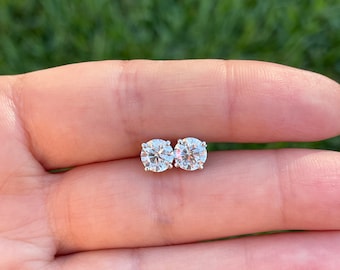 2 Karat Gesamtgewicht Ohrstecker Labor gewachsene IGI-zertifizierte runde Diamanten 14K Gold