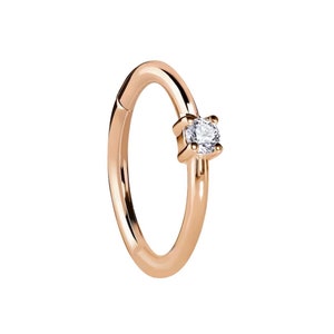 14-karätiger Goldring, Septum-Clicker, Daith, Helix, Conch, Rook, Hoop, einzelner natürlicher Diamant