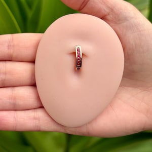 14k Gold Belly Button Ring Navel Ring with Natural Red Ruby Solid Gold
