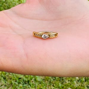 14K Gold Belly Button Ring Navel Ring Pear Shapped Genuine Natural Diamonds