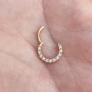 14k Gold Septum Ring Clicker Daith Conch Helix Piercing With Genuine Natural Diamonds