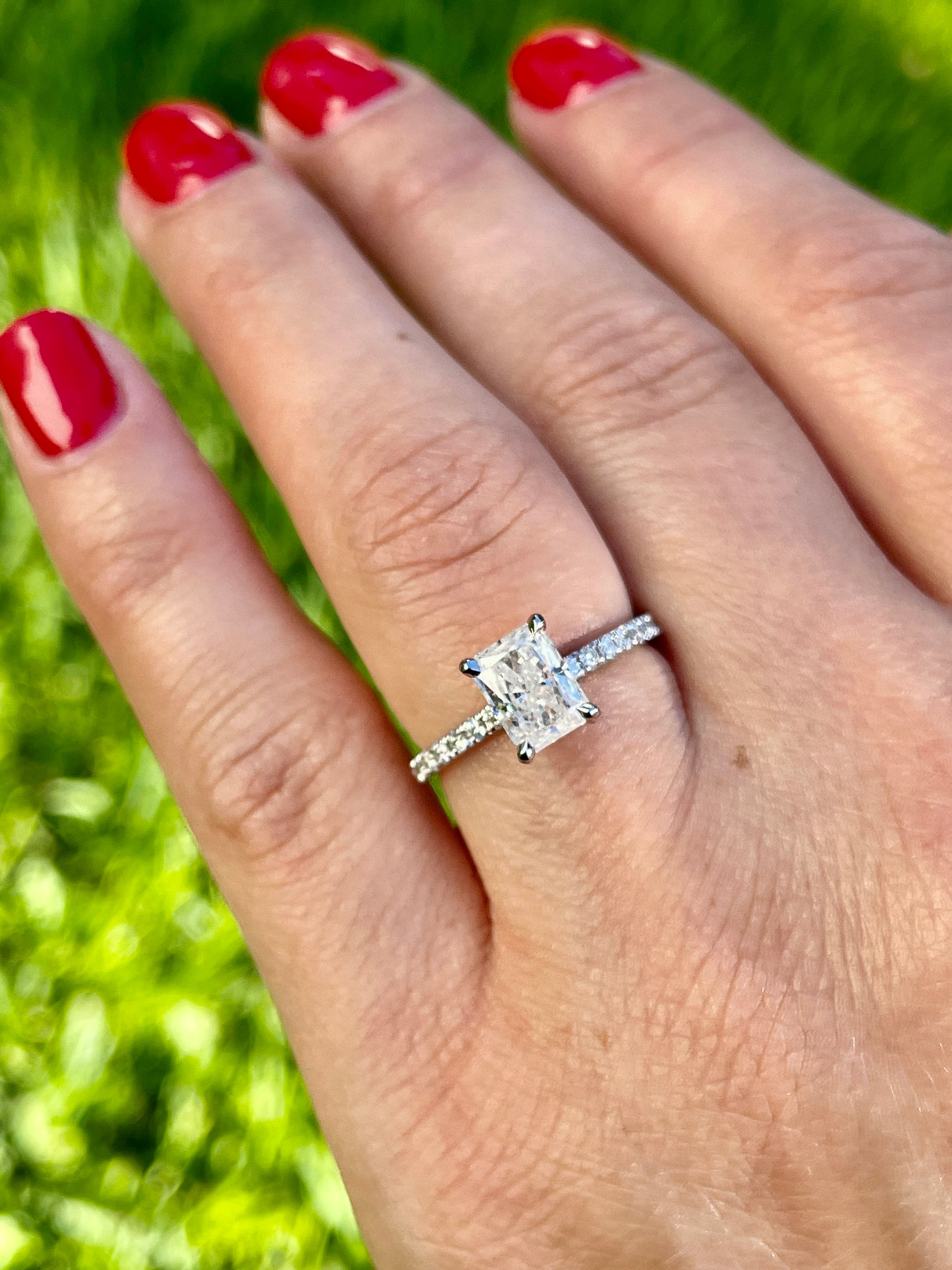 Long 1.70 Carat Radiant Diamond D Color Solitaire With Accents