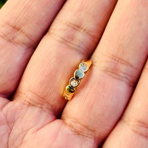 14k Gold Belly Button Ring Hearts and Diamjnds Navel Ring Clicker Solid Gold Piercing Jewely
