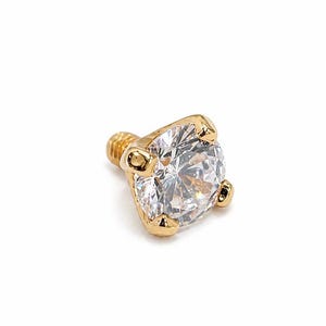 14k guld dermal topp med 5 mm äkta naturlig diamant yta piercing certifierad