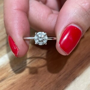 1.70 Carat Solitaire Engagement Ring Hidden Halo 4 Prongs Diamond Ring Lab Diamonds 14 Karat Gold image 2