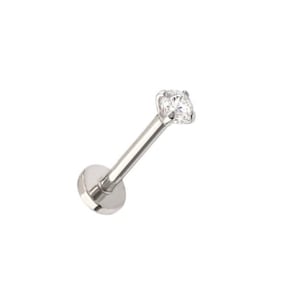 Treadles Push In Cartlige Heilix Nose Jewelry 16G Or 18G 3mm Genuine Round Natural Diamond 14K White Gold