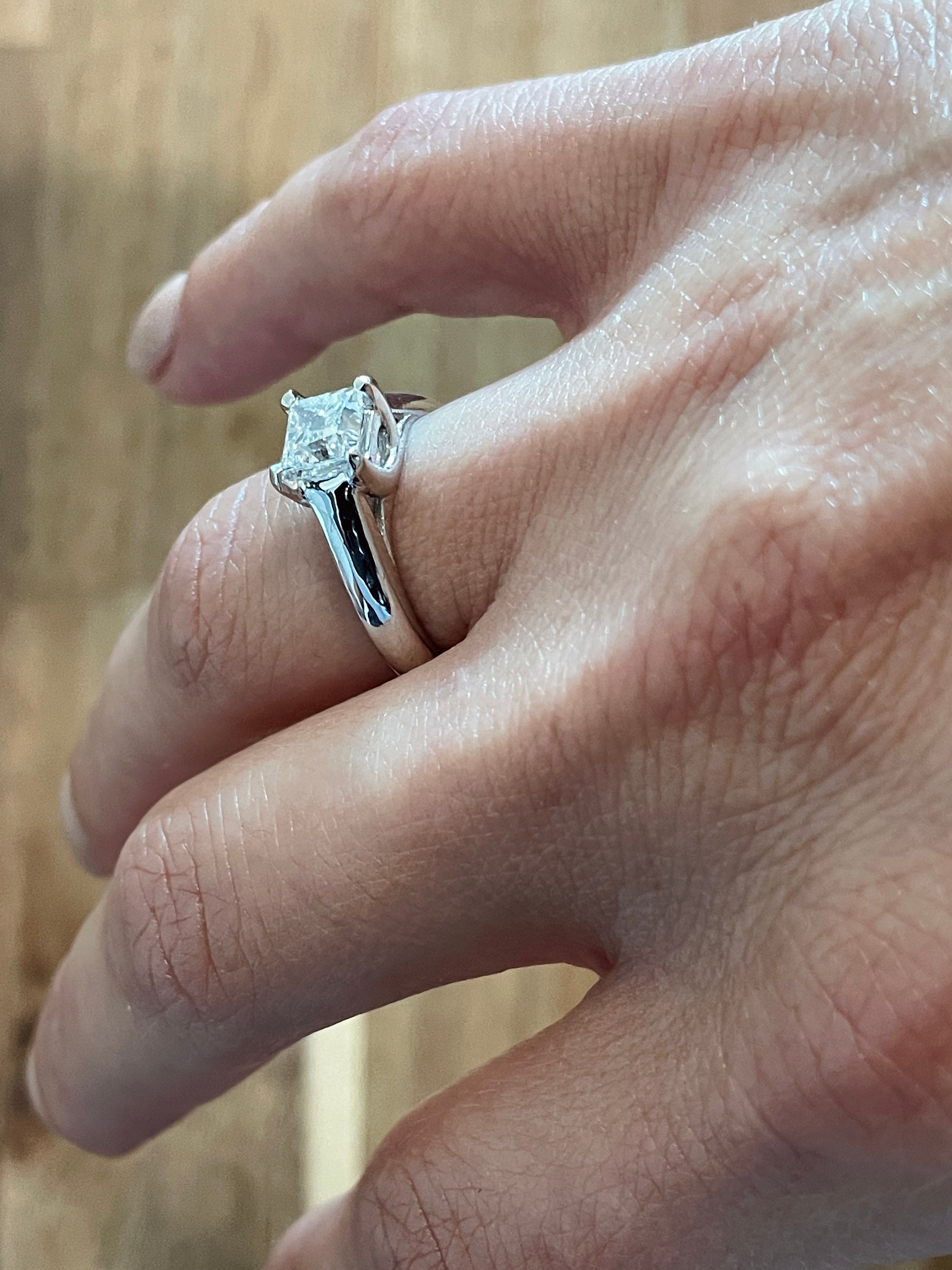 0.75 Carat Princess Natural Diamond Diamond Ring Cathedral