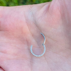 Helix Jewelry Seam Ring Nose Ring Septum Clicker Daith Hoop With Genuine Diamonds 14k Gold