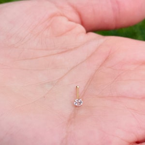 ノーズスタッド 20g 3mm ラウンドキュービックジルコニア 14Kソリッドイエローゴールド