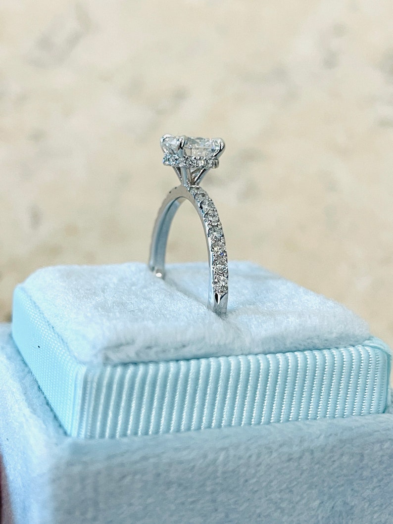 1.90 Carat Hidden Halo Round Brilliant Diamond Ring Engagement image 2