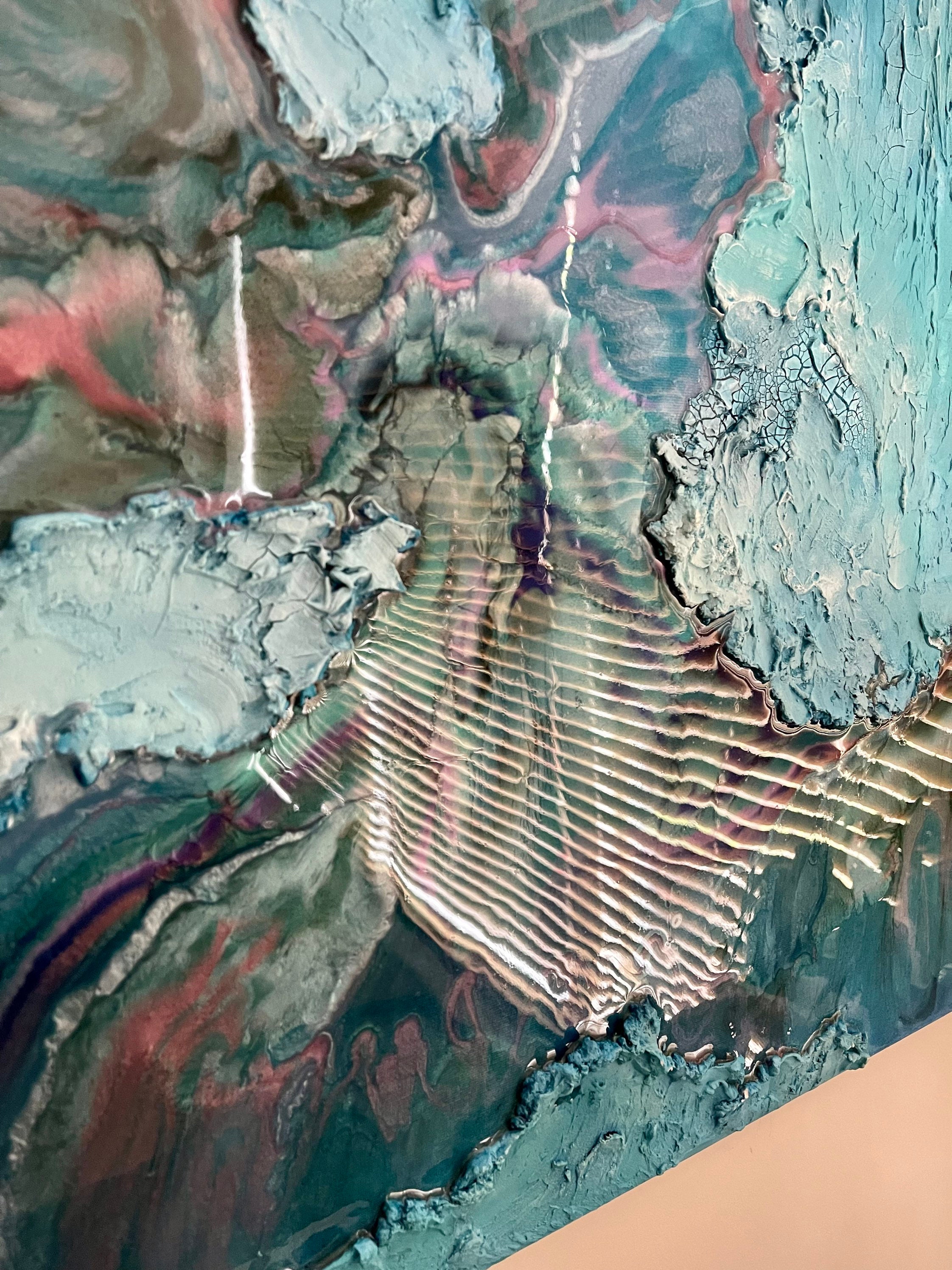 Abstract 80 x 60cm Resin Art on canvas with mixed media ready Etsy