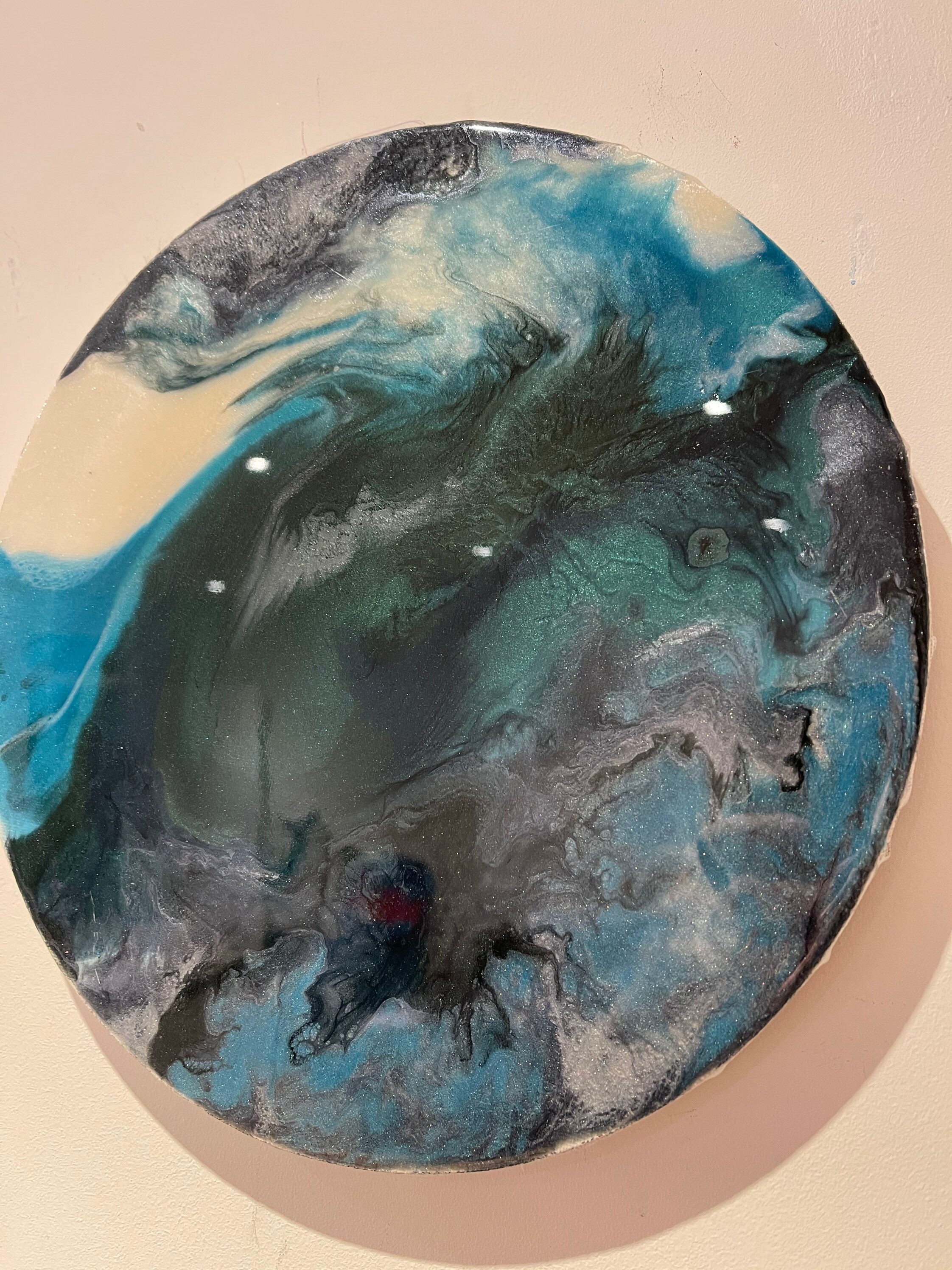 Abstract Resin Art on Round Canvas Etsy