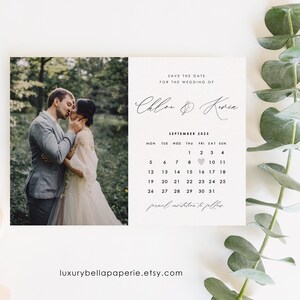 Calendar Save the Date Template Editable Invite Simple and Modern
