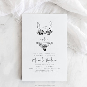 Modern Lingerie Shower Invitation, DIY Bachelorette Party Invite Template, Printable Itinerary Girls Party Lingerie Shower Invite BACH5 L