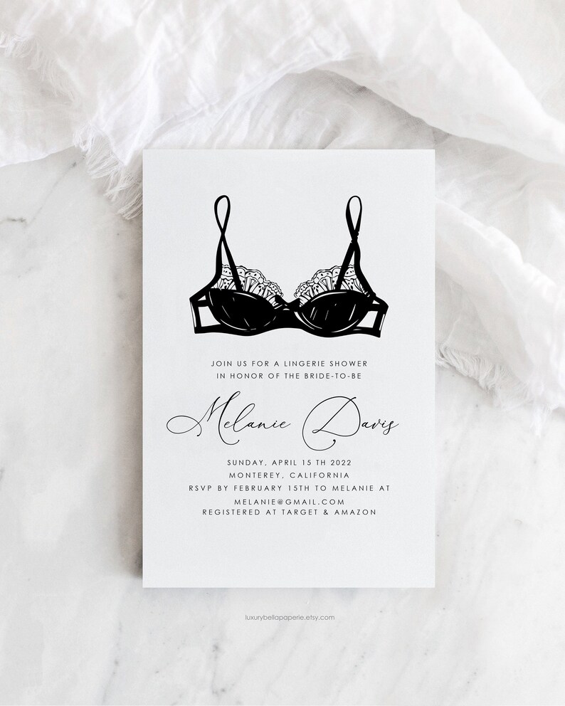 Bridal &amp; Lingerie Shower Invitation Modern DIY Bachelorette | Etsy