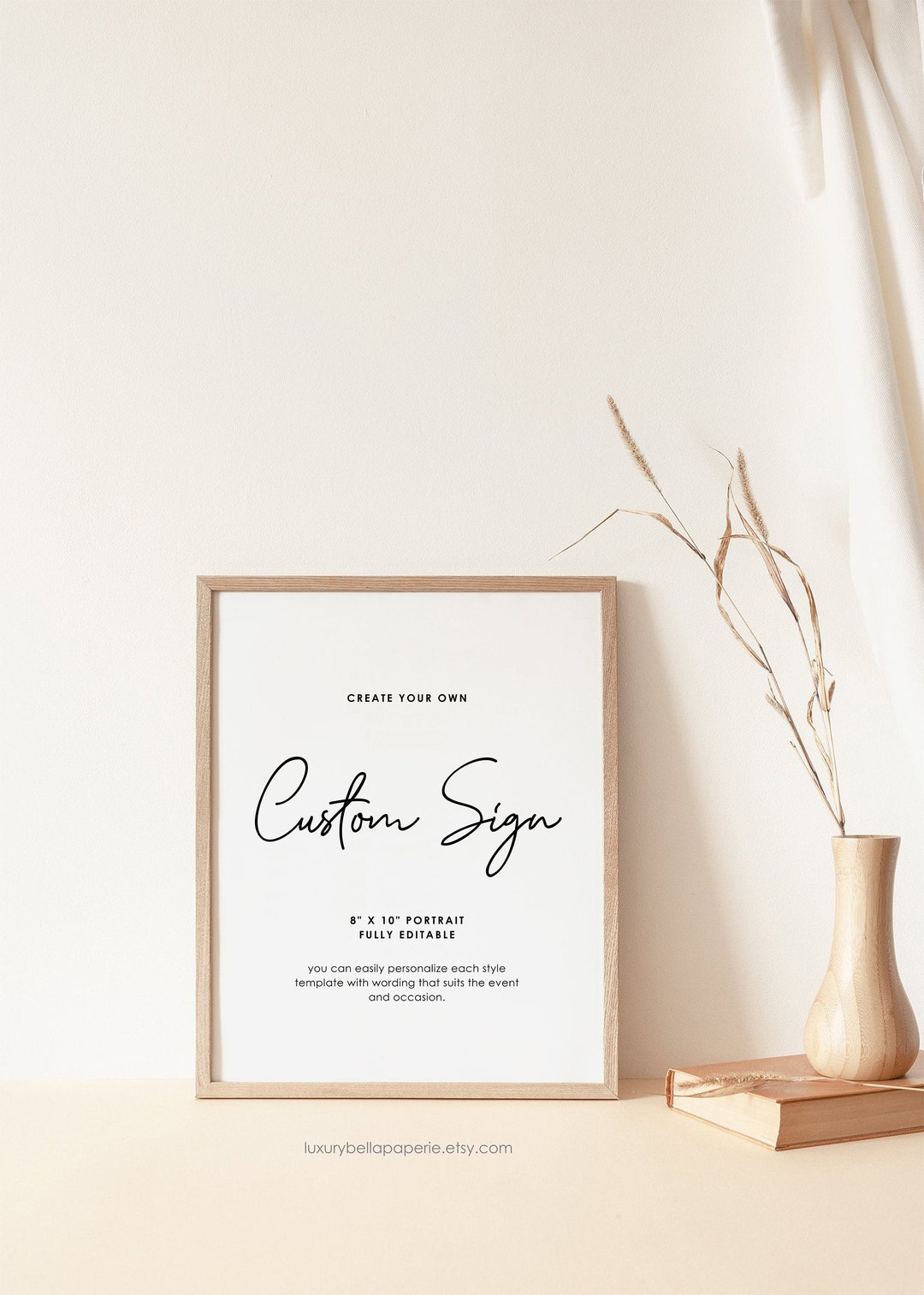 100% Editable Minimalist Custom Sign Template Calligraphic - Etsy Canada